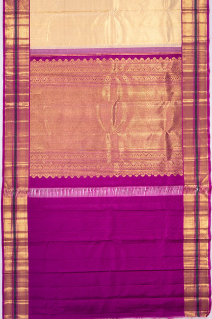Kankatala Kanchipuram Silk Tissue Oosi Lines Gold Saree g2