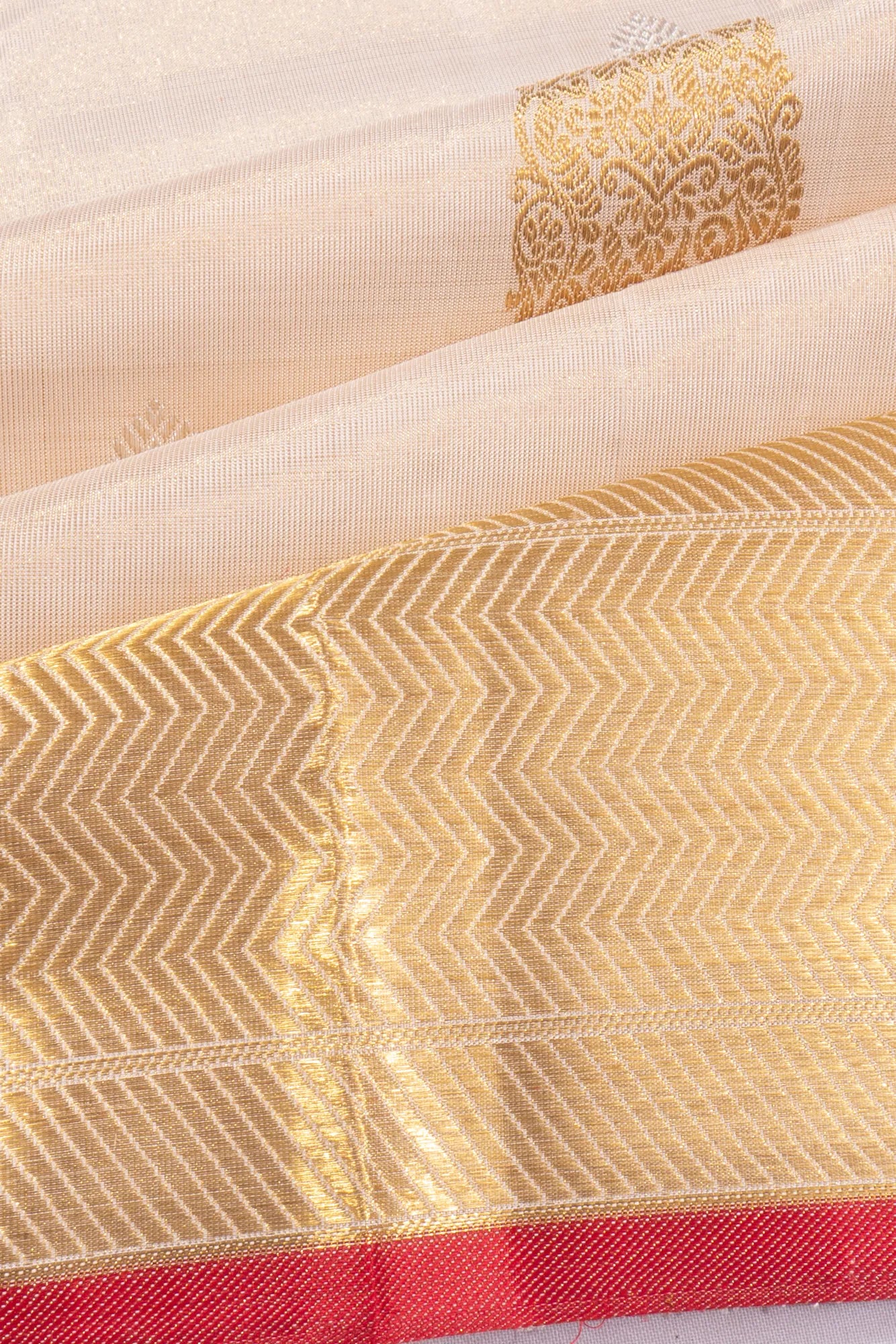 Kanchipuram Silk Tissue Butta Gold Saree