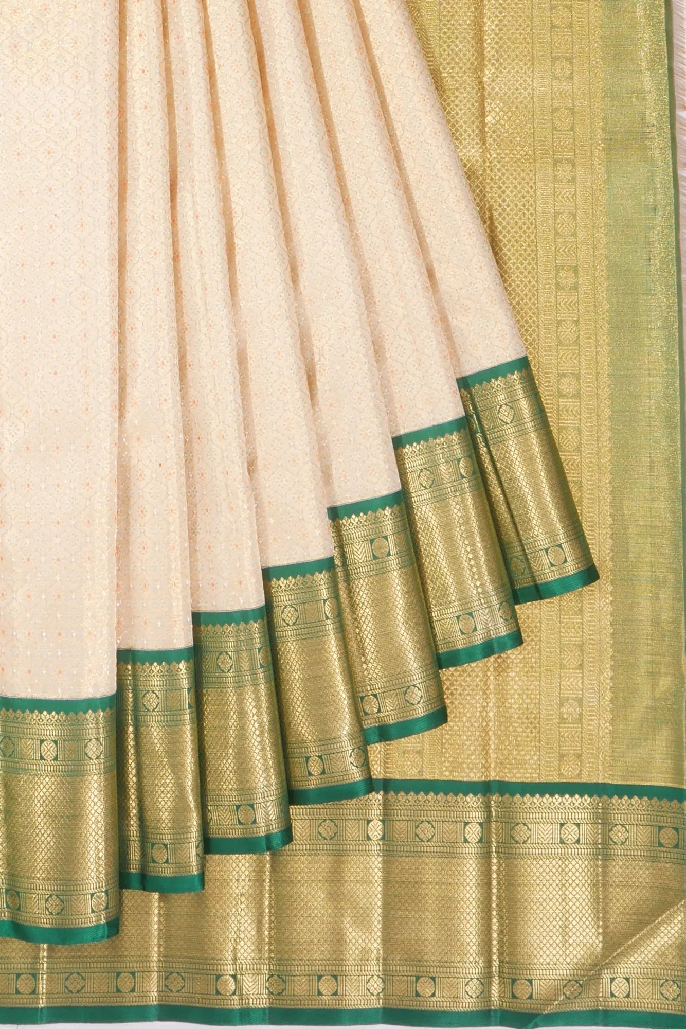 Kanchipuram Silk Tissue Brocade Gold Saree