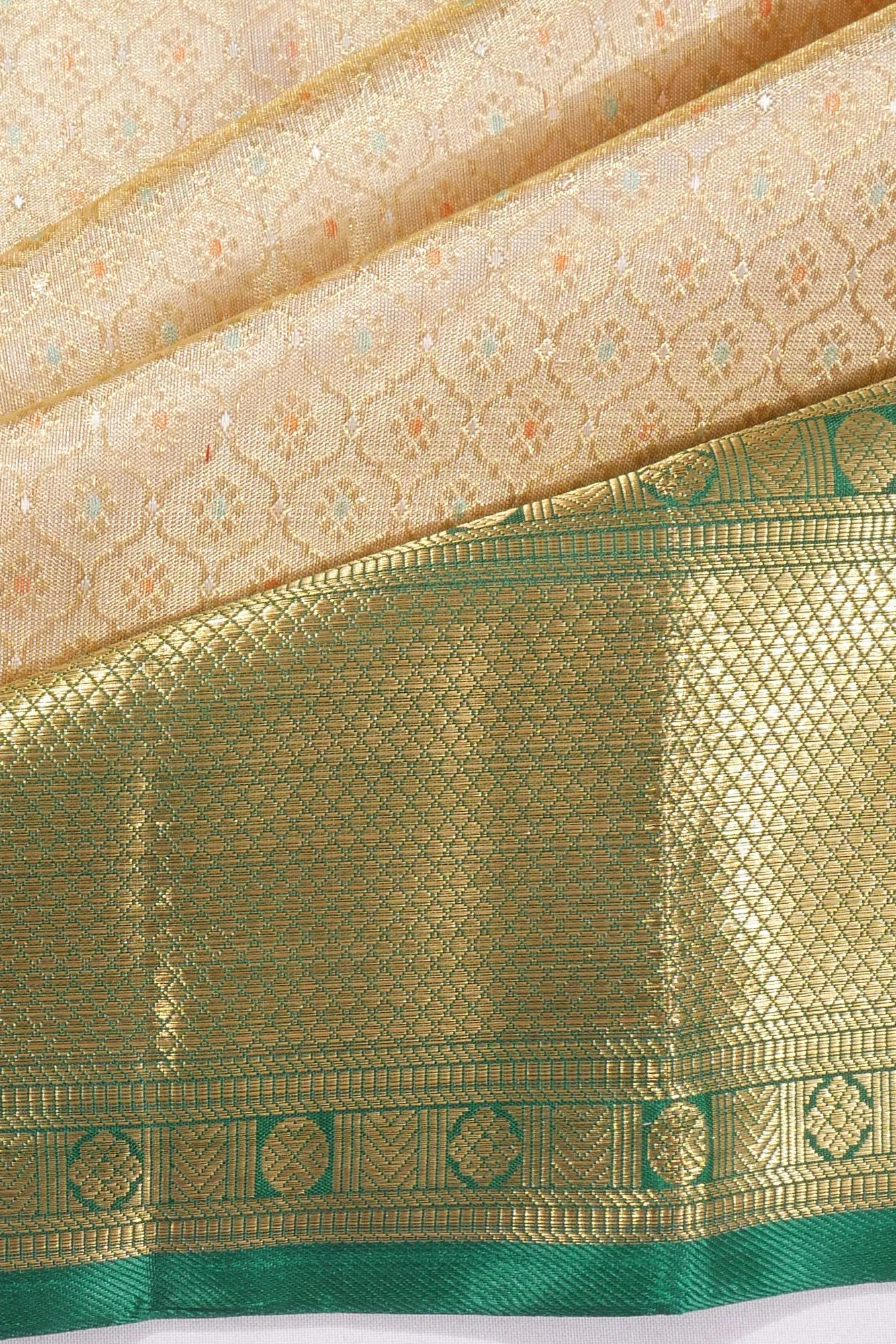 Kanchipuram Silk Tissue Brocade Gold Saree