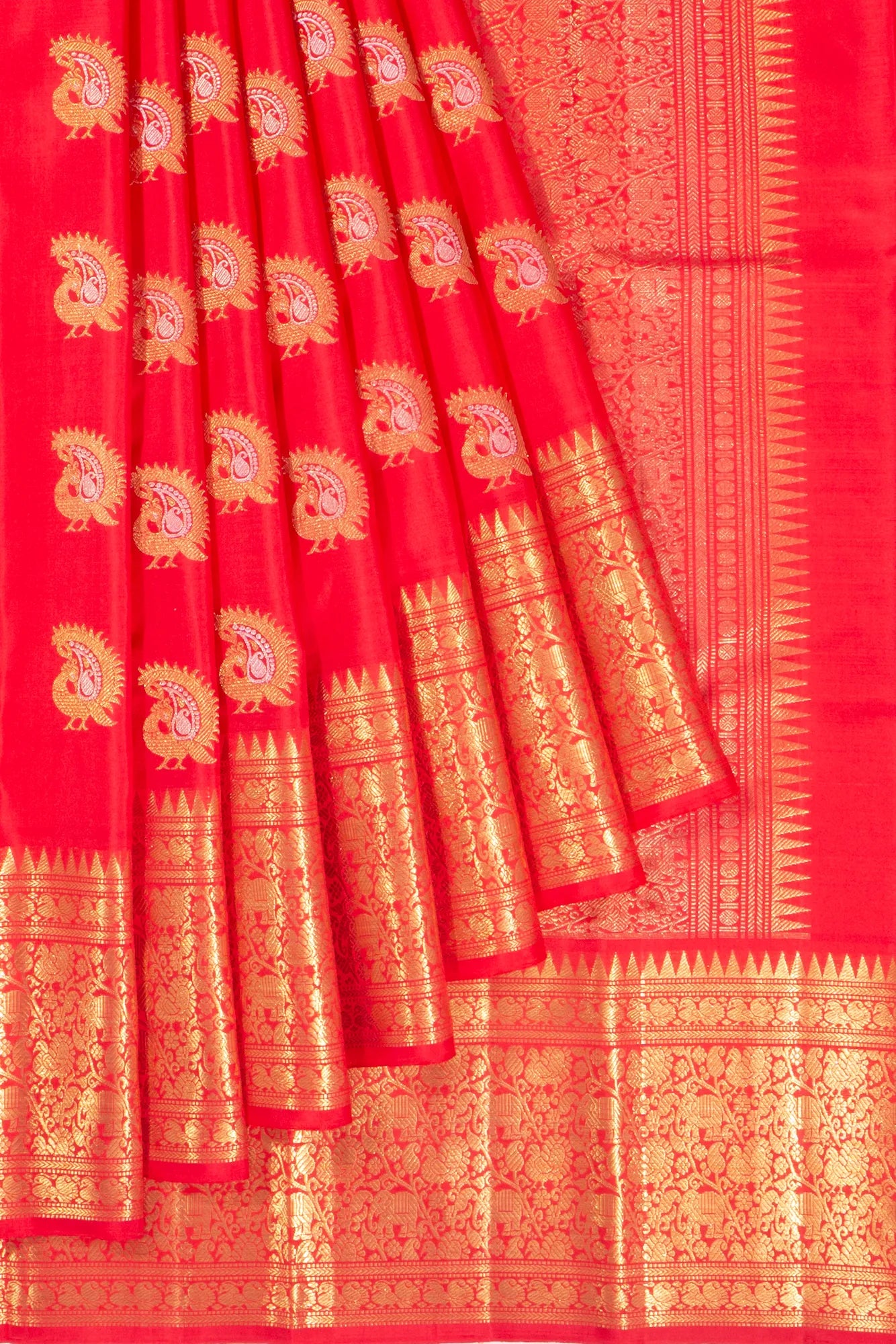 Kankatala Kanchipuram Silk Tissue Butta Red Saree g2