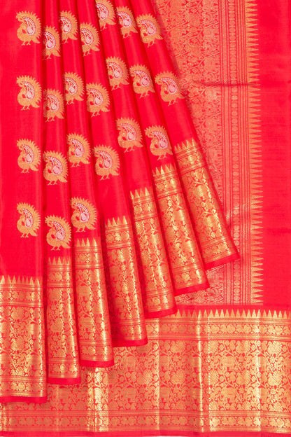 Kankatala Kanchipuram Silk Tissue Butta Red Saree g2