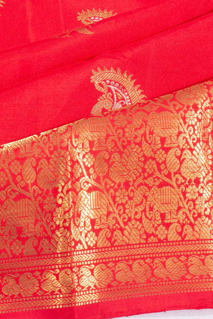Kankatala Kanchipuram Silk Tissue Butta Red Saree g2