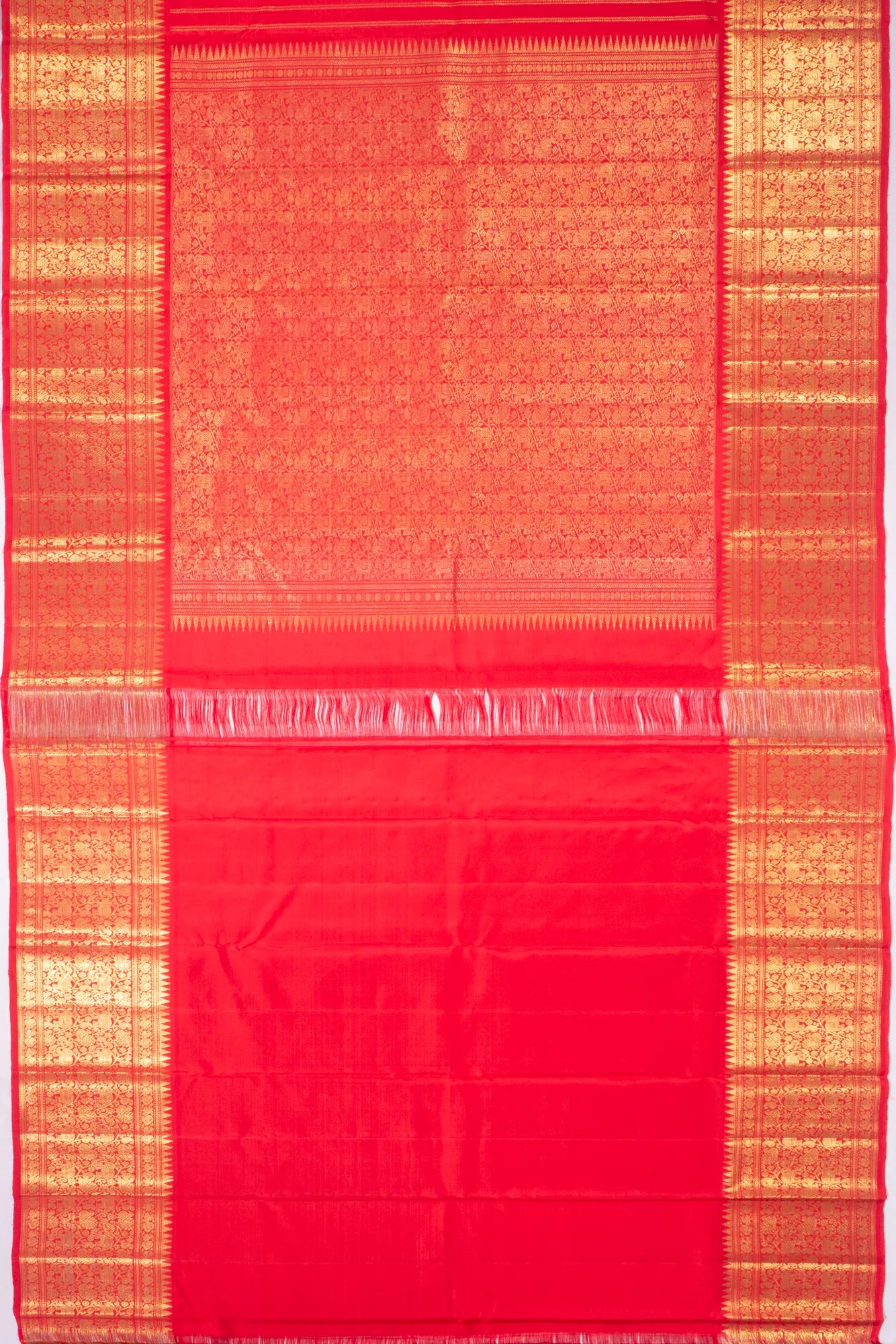 Kankatala Kanchipuram Silk Tissue Butta Red Saree g2