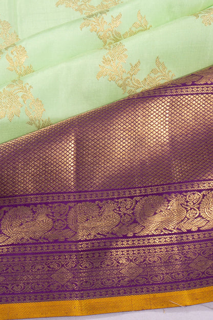 Kankatala Kanchipuram Silk Jaal Pastel Green Saree g2