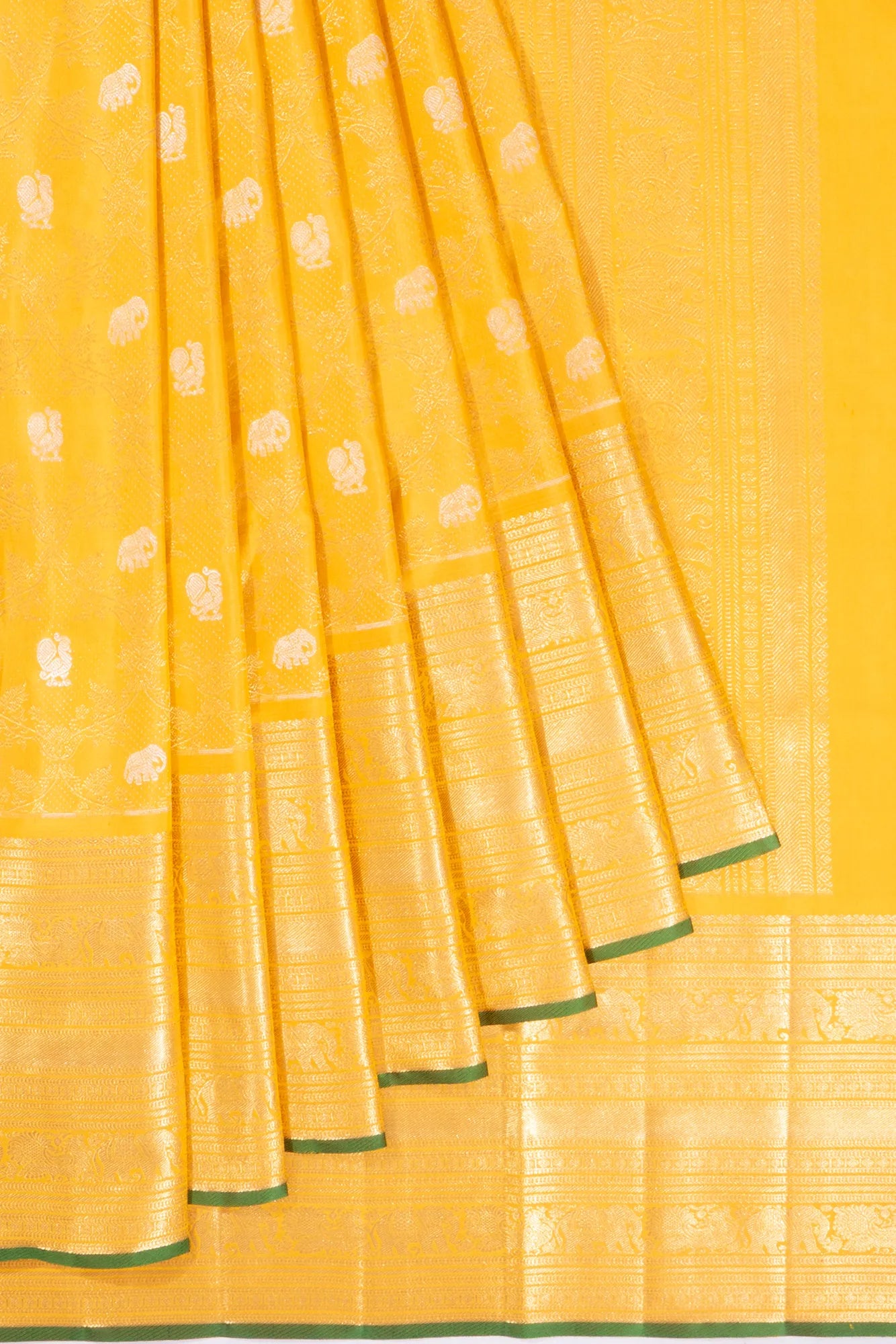 Kanchipuram Silk Brocade Yellow Saree