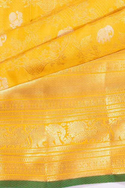 Kankatala Kanchipuram Silk Brocade Yellow Saree g2