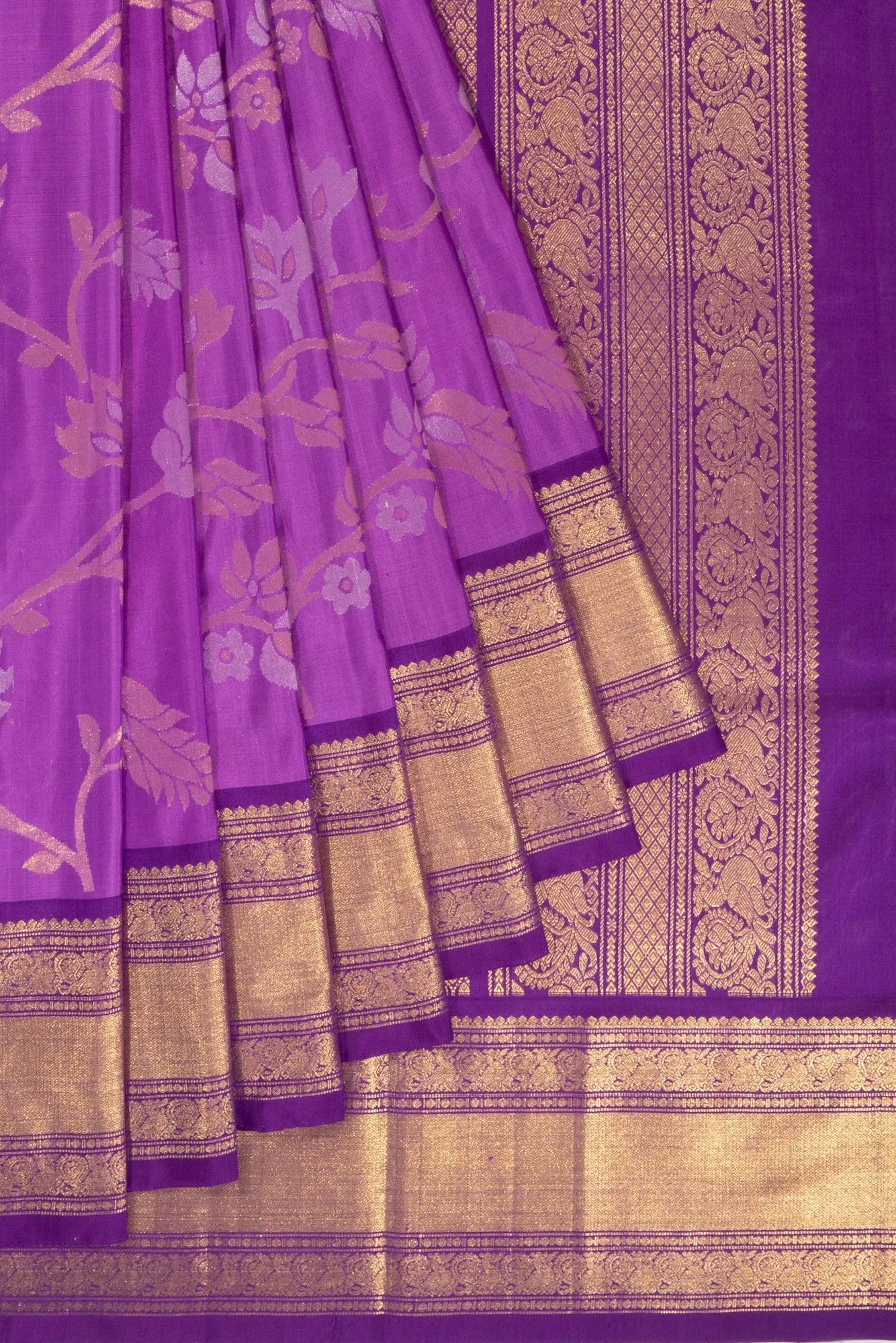 Kankatala Kanchipuram X Uppada Silk All Over Jamdani Violet Saree g2