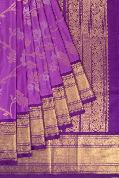 Kankatala Kanchipuram X Uppada Silk All Over Jamdani Violet Saree g2
