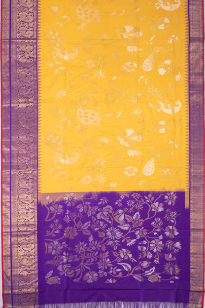 Kankatala Kanchipuram X Uppada Silk All Over Jamdani Yellow Saree g2
