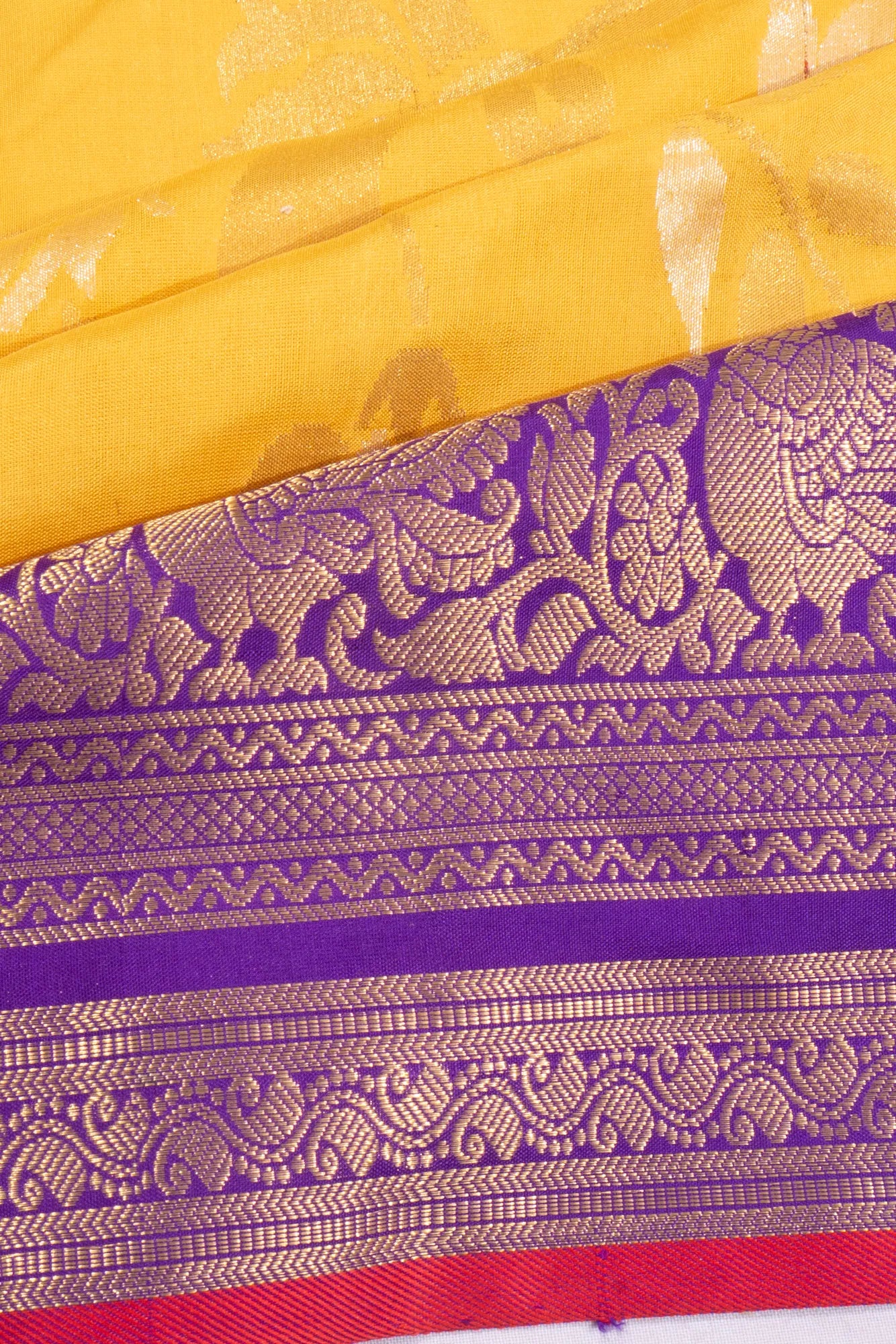 Kanchipuram X Uppada Silk All Over Jamdani Yellow Saree
