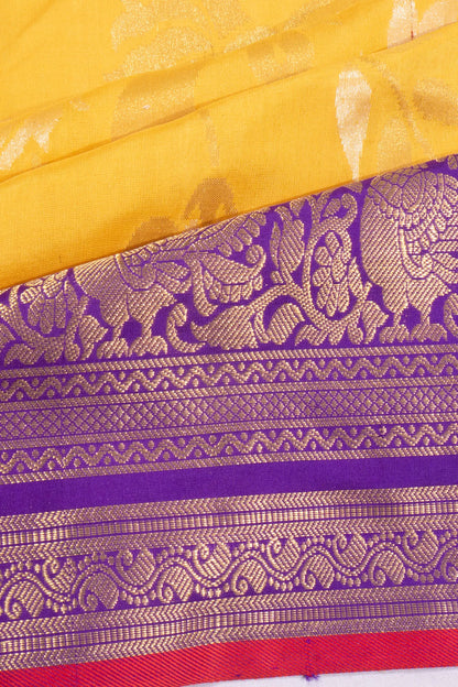 Kankatala Kanchipuram X Uppada Silk All Over Jamdani Yellow Saree g2
