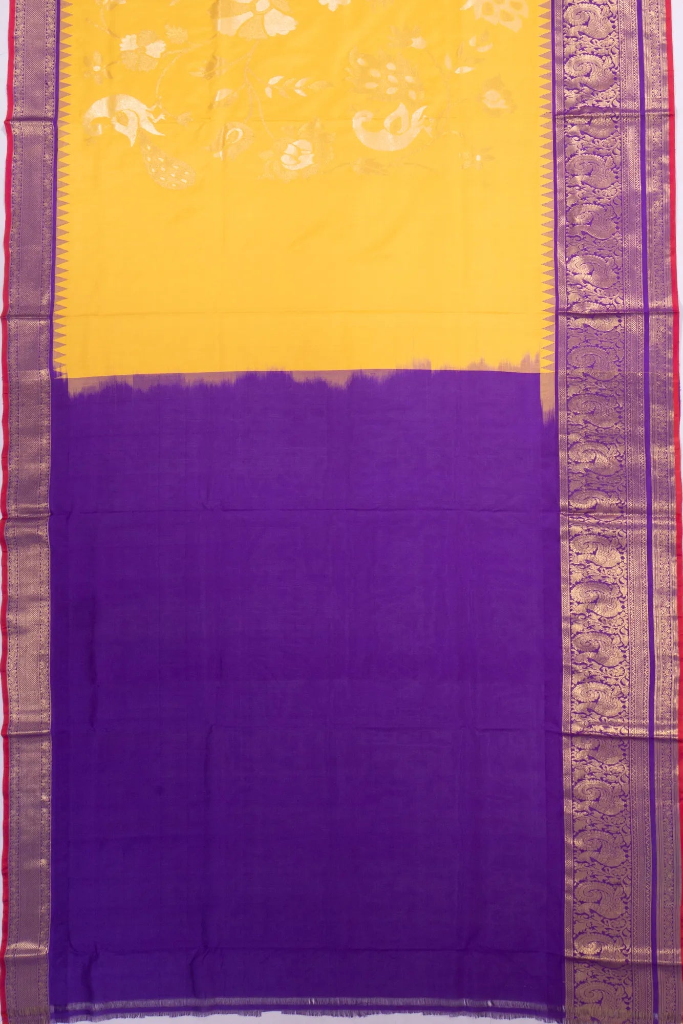 Kankatala Kanchipuram X Uppada Silk All Over Jamdani Yellow Saree g2