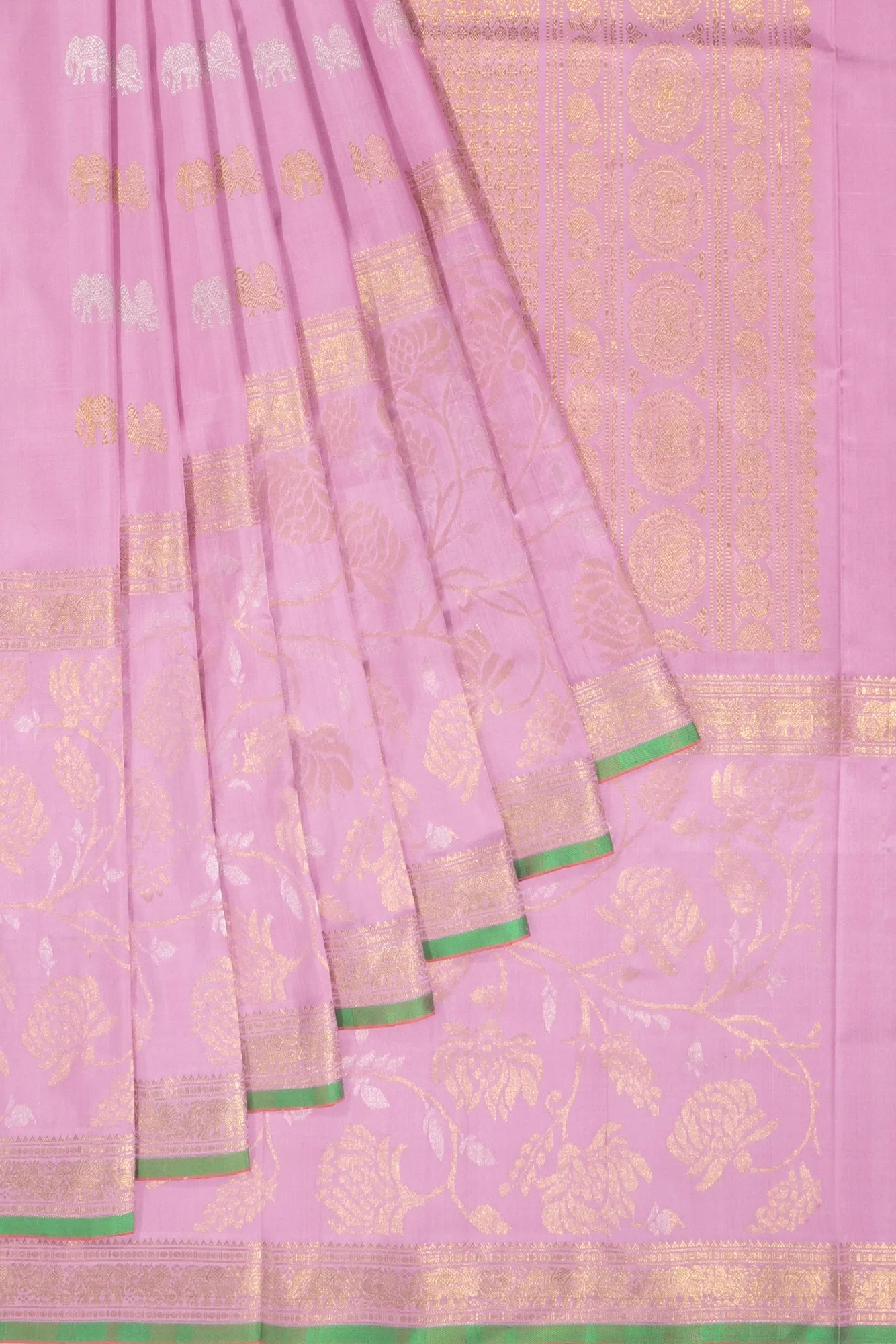 Uppada Silk Butta Lavender Saree With Jamdani Border And Pallu