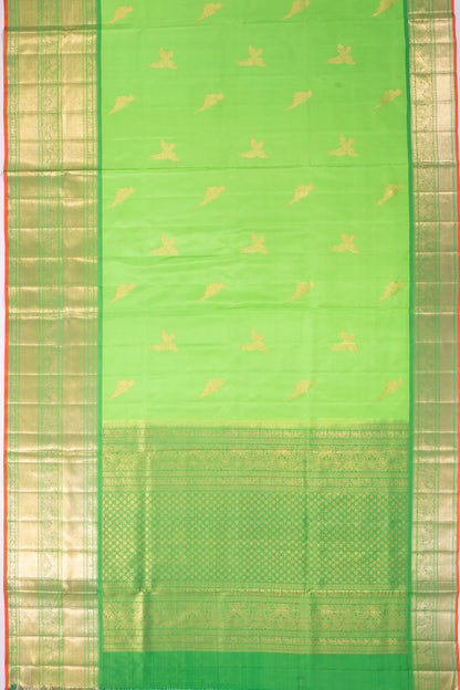 Kankatala Kanchipuram Silk Butta Parrot Green Saree g2