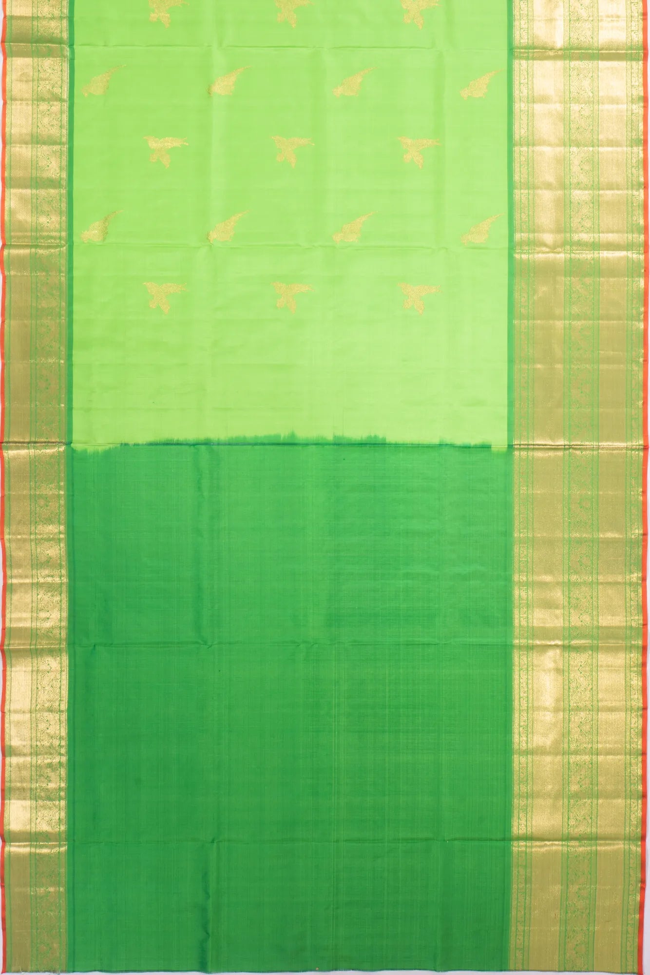 Kankatala Kanchipuram Silk Butta Parrot Green Saree g2