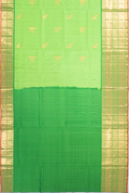 Kankatala Kanchipuram Silk Butta Parrot Green Saree g2