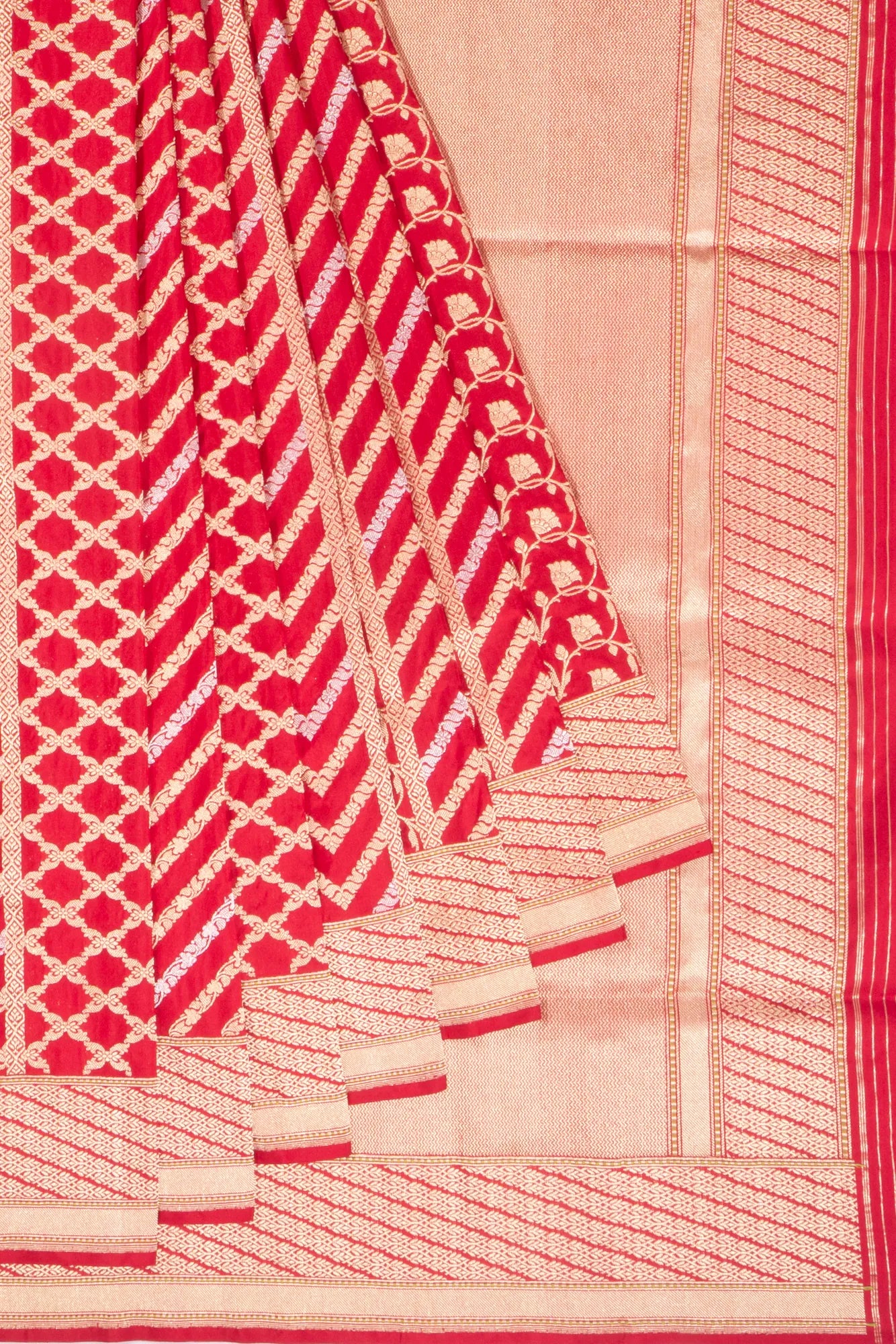 Kankatala Banarasi Silk Kadwa Jaal Red Saree g2