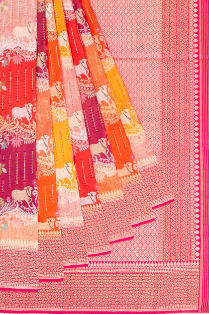 Kankatala Banarasi Silk Jaal Rangkat Saree With Pichwai Inspired g2