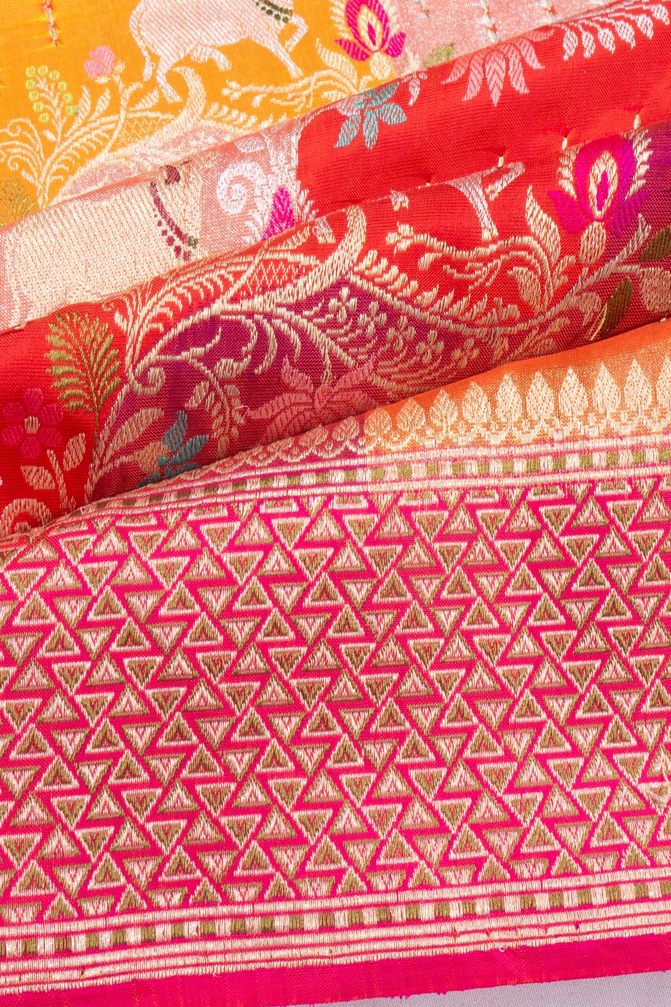 Banarasi Silk Jaal Rangkat Saree With Pichwai Inspired