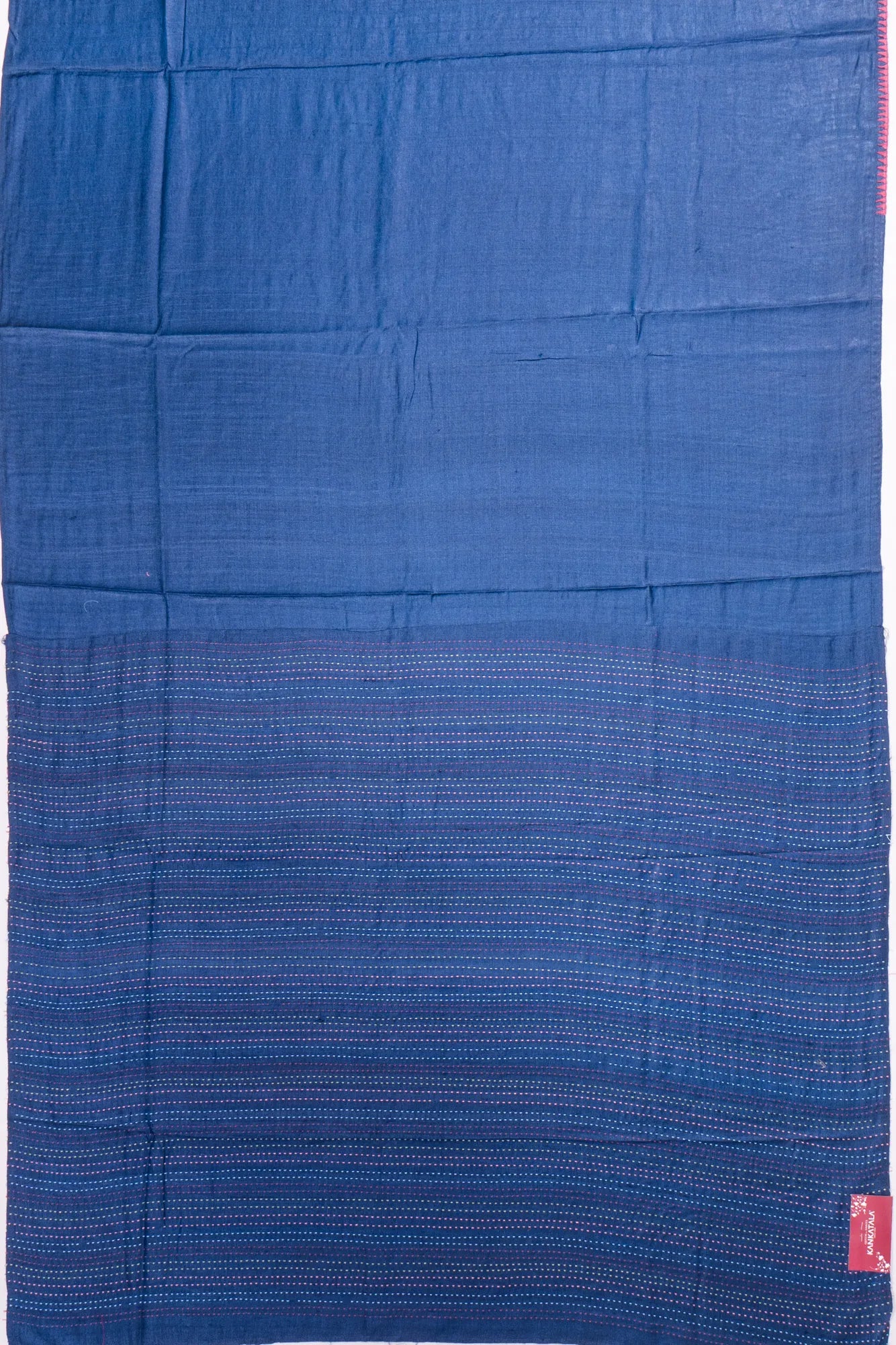 Kankatala Tussar Plain Dark Blue Saree With Pichwai Pallu g2