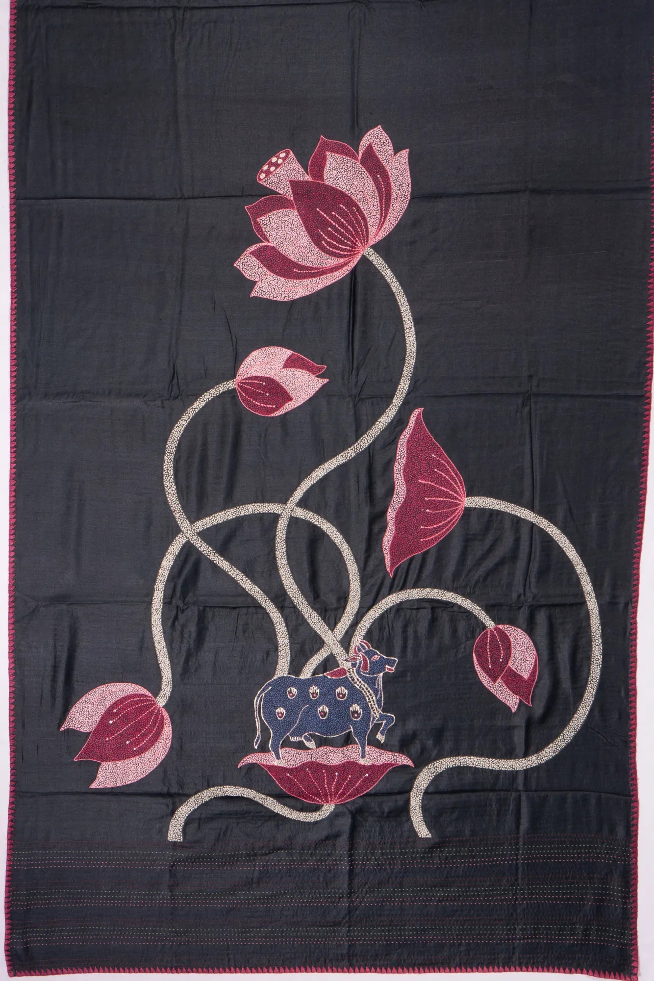 Kankatala Tussar Plain Black Saree With Pichwai Pallu g2