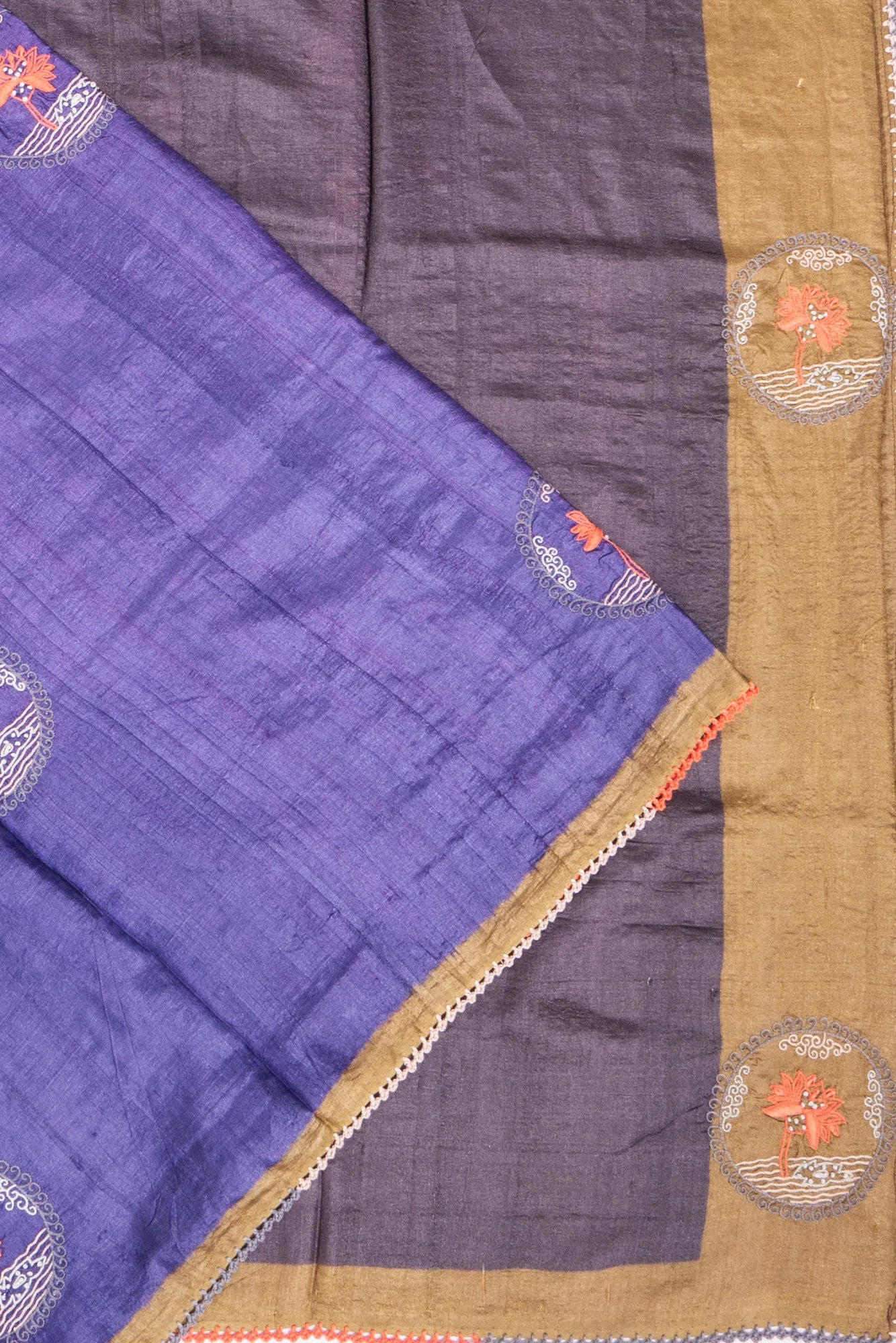 Tussar Half-n-Half Blue And Black Saree