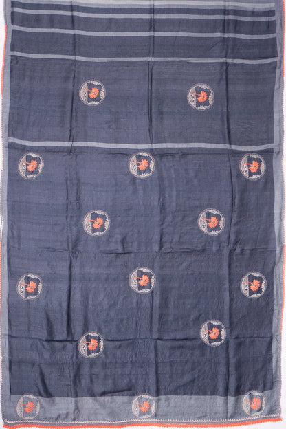 Kankatala Tussar Half-n-Half Black And Grey Saree g2