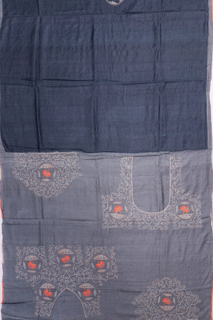 Kankatala Tussar Half-n-Half Black And Grey Saree g2