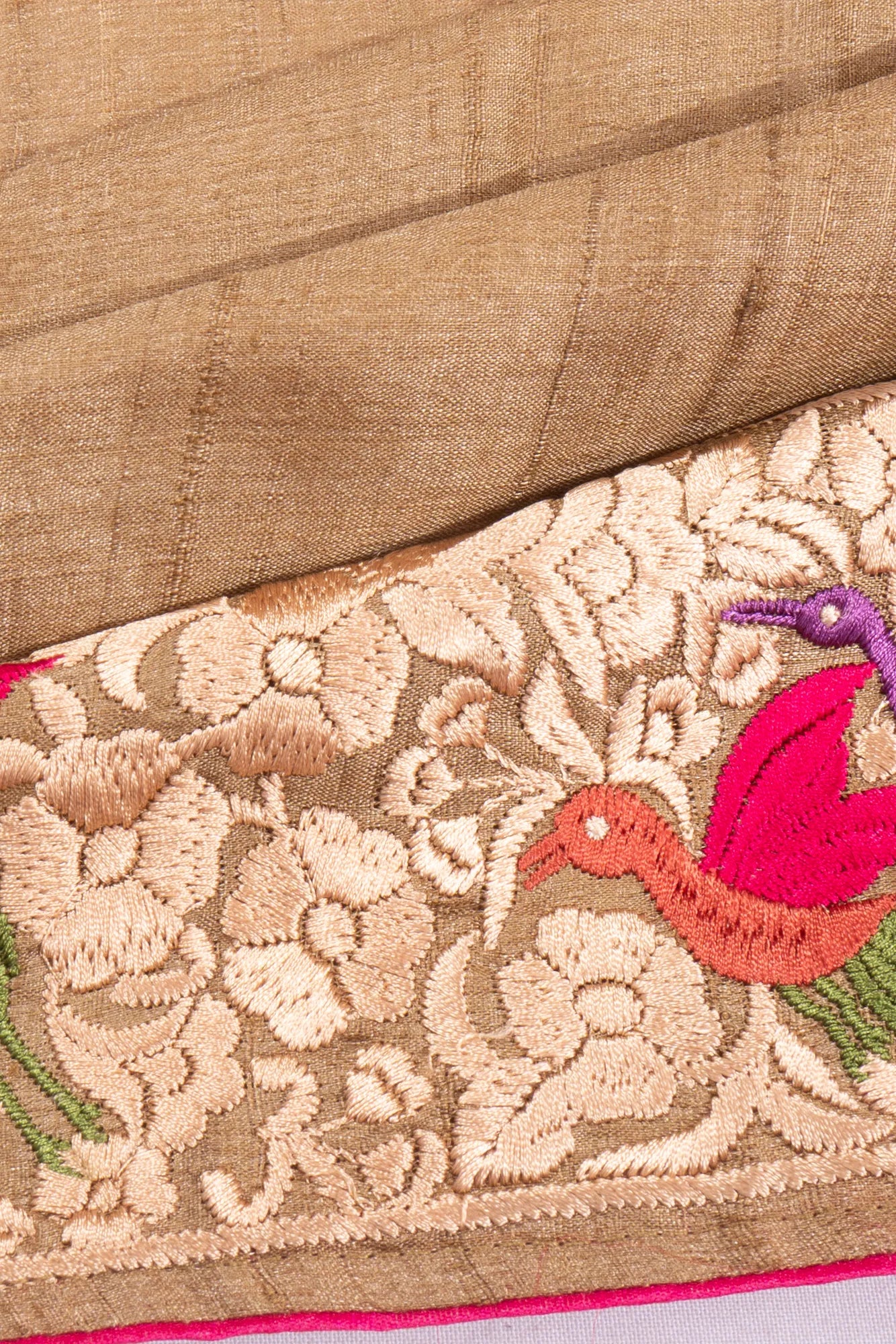 Tussar Embroidery Butta Beige Saree