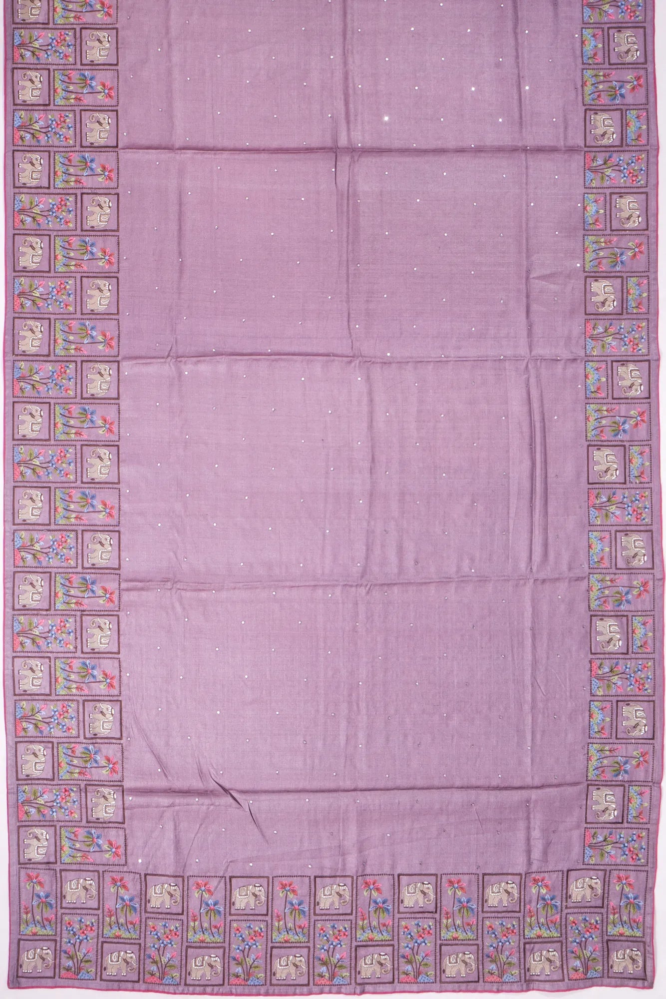 Kankatala Tussar Embroidery And Mirror Butta Lilac Saree g2