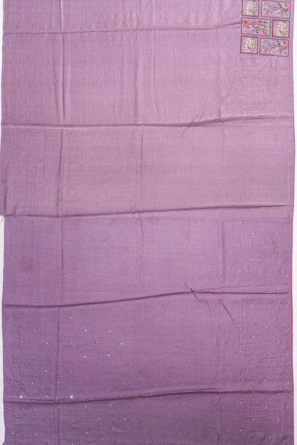 Kankatala Tussar Embroidery And Mirror Butta Lilac Saree g2