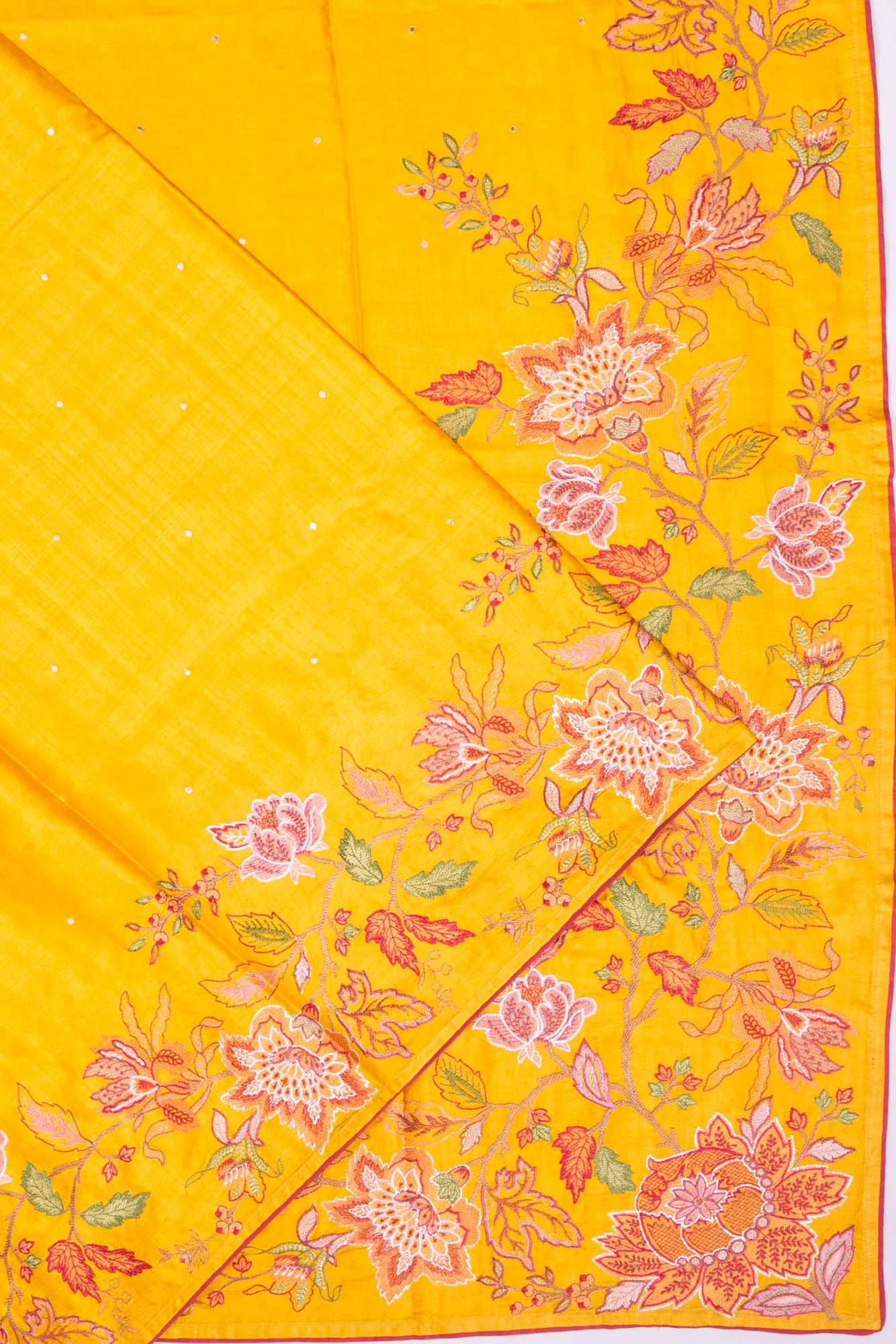 Kankatala Tussar Mirror Butta Yellow Saree With Embroidery Border g2