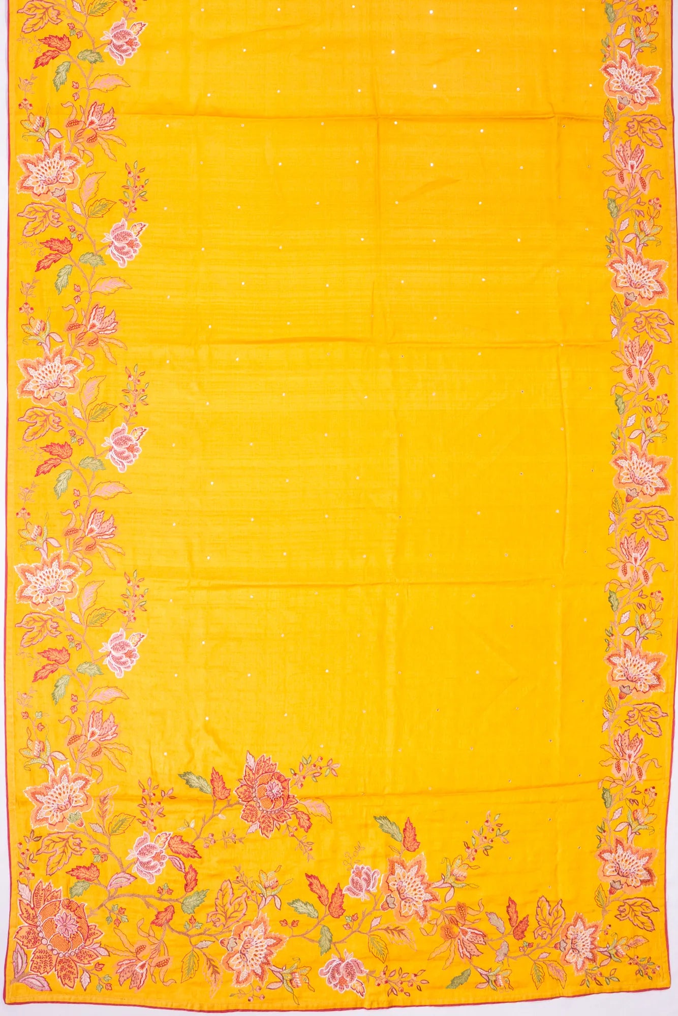 Kankatala Tussar Mirror Butta Yellow Saree With Embroidery Border g2