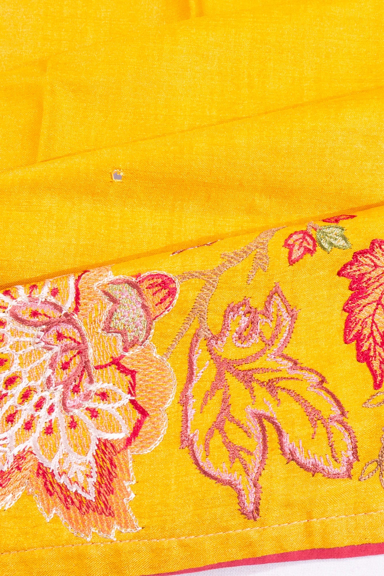 Kankatala Tussar Mirror Butta Yellow Saree With Embroidery Border g2