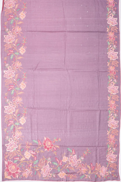 Kankatala Tussar Mirror Butta Lilac Saree With Embroidery Border g2