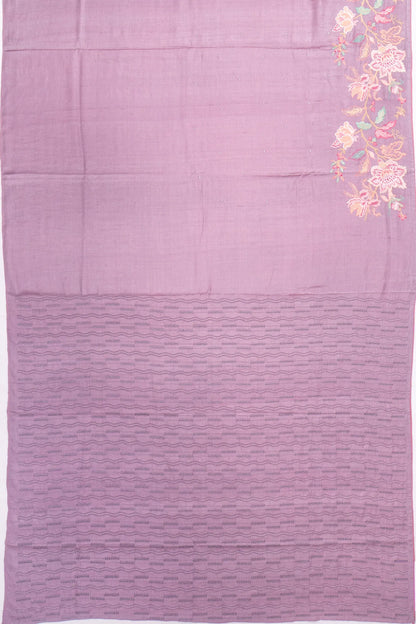 Kankatala Tussar Mirror Butta Lilac Saree With Embroidery Border g2