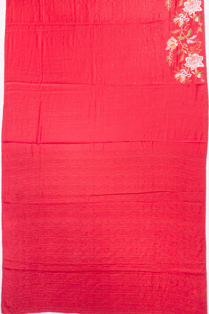 Kankatala Tussar Mirror Butta Red Saree With Embroidery Border g2