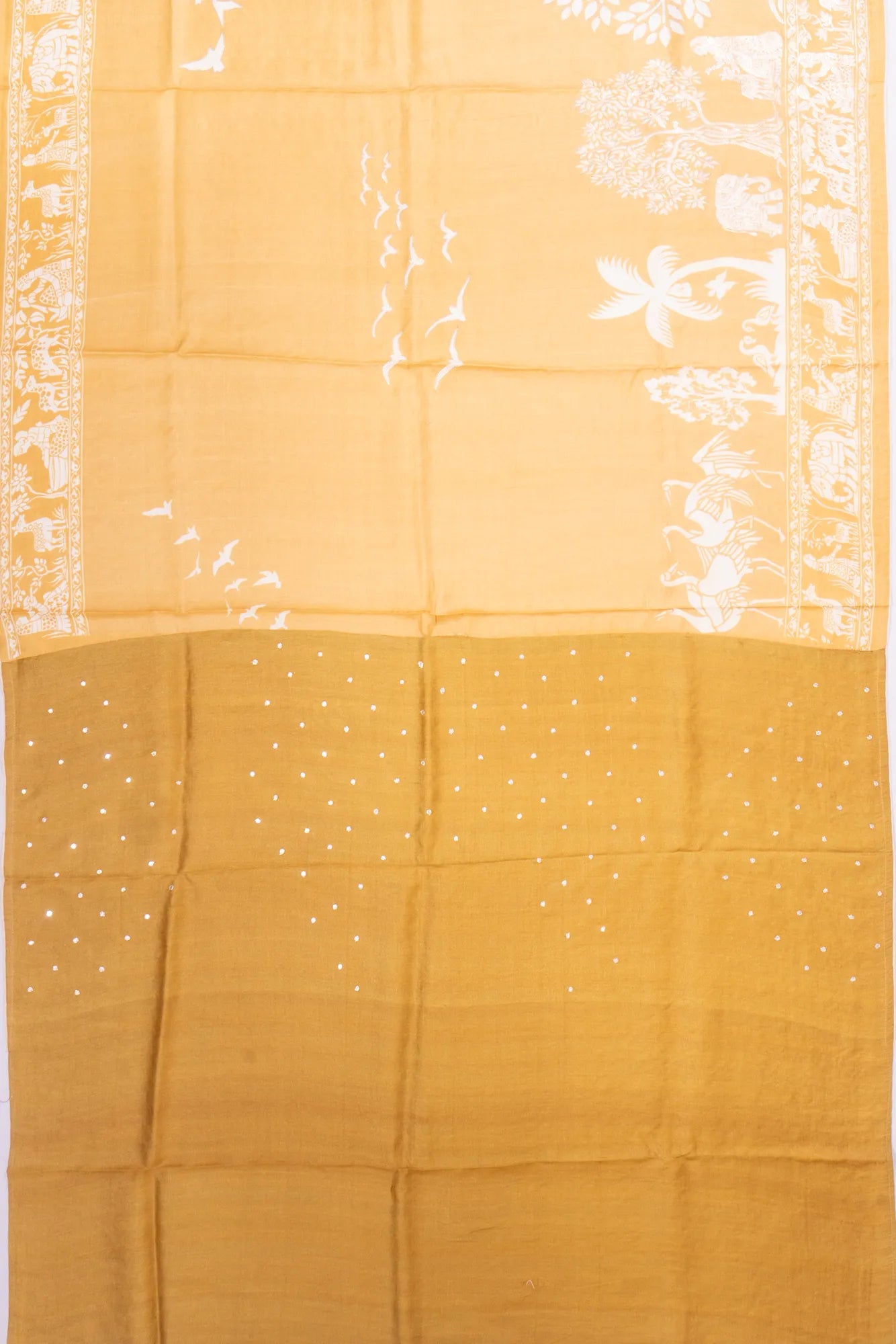 Kankatala Tussar Printed And Embroidery Yellow Saree g2