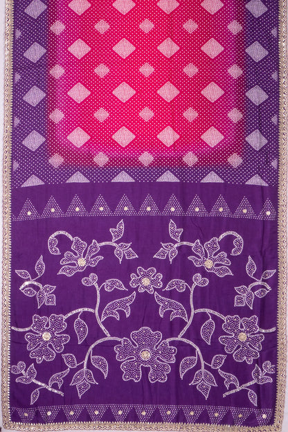 Kankatala Chanderi Cotton Bandhani Inspired Printed Pink Saree g2