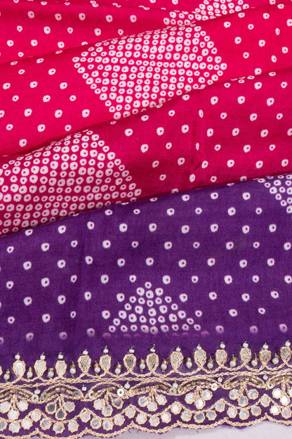 Kankatala Chanderi Cotton Bandhani Inspired Printed Pink Saree g2