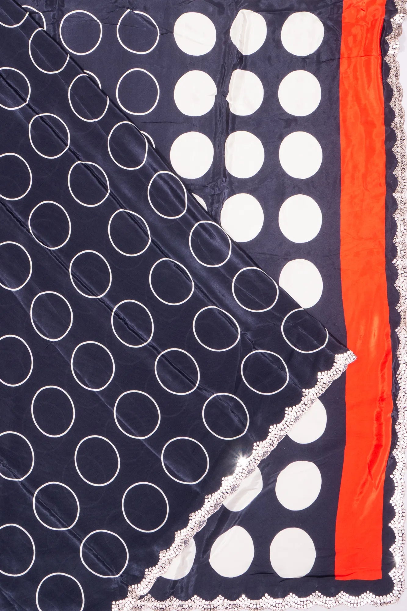 Kankatala Satin Polka Dot Butta Dark Blue Saree g2