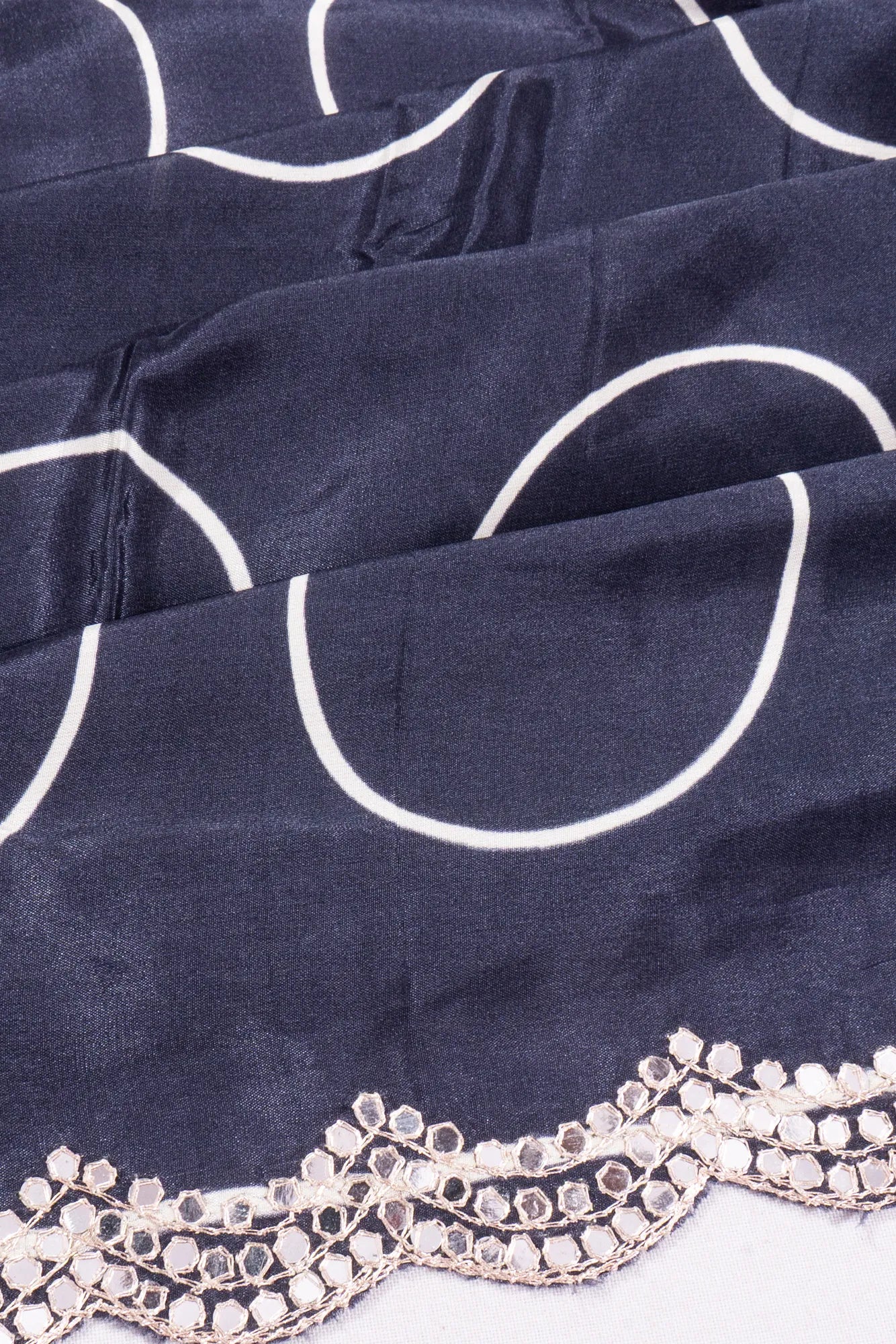 Kankatala Satin Polka Dot Butta Dark Blue Saree g2