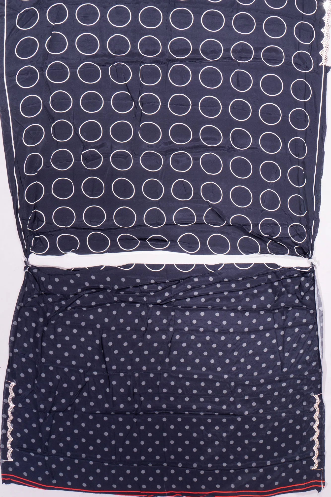 Kankatala Satin Polka Dot Butta Dark Blue Saree g2