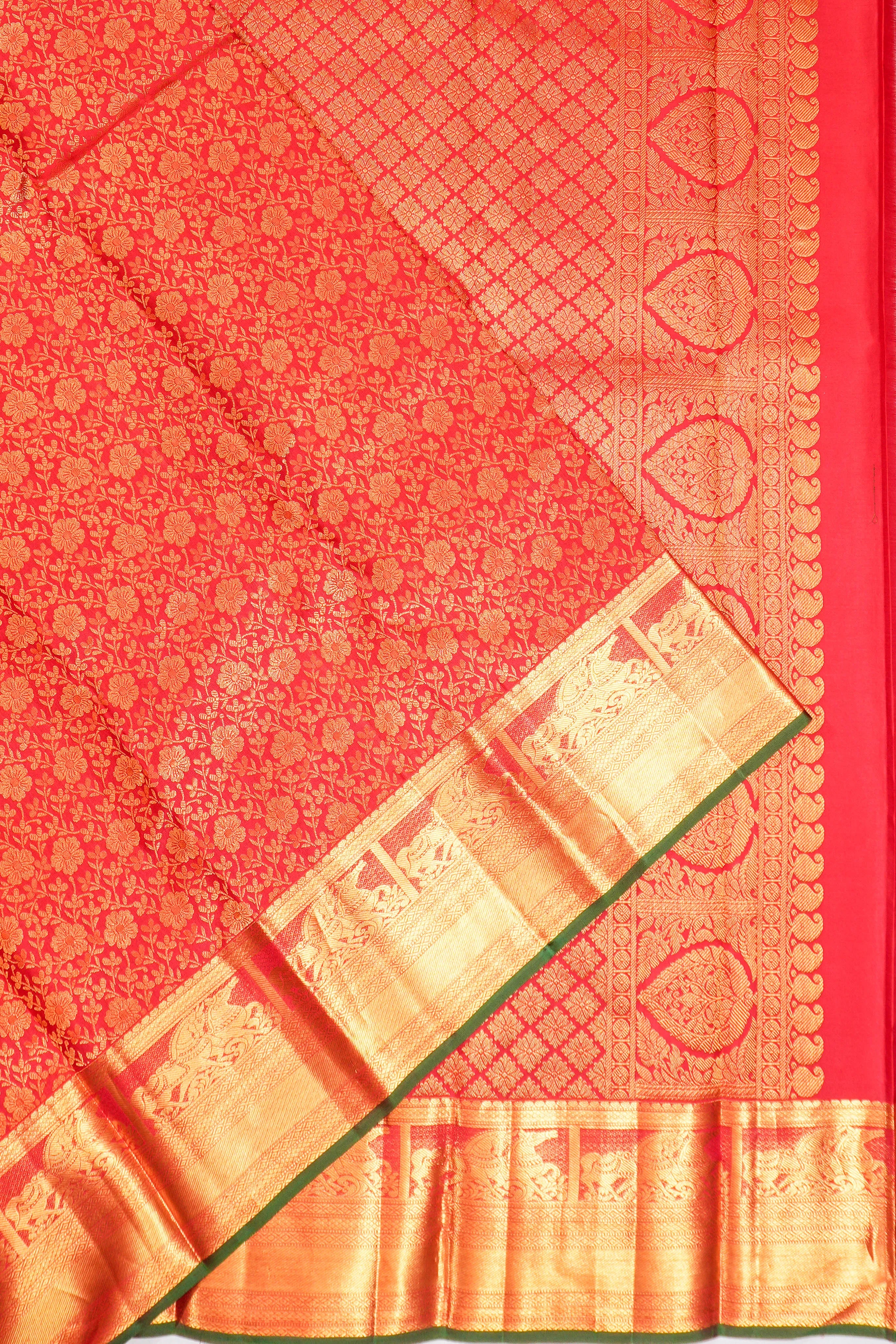 Kanchipuram Silk Brocade Red Saree