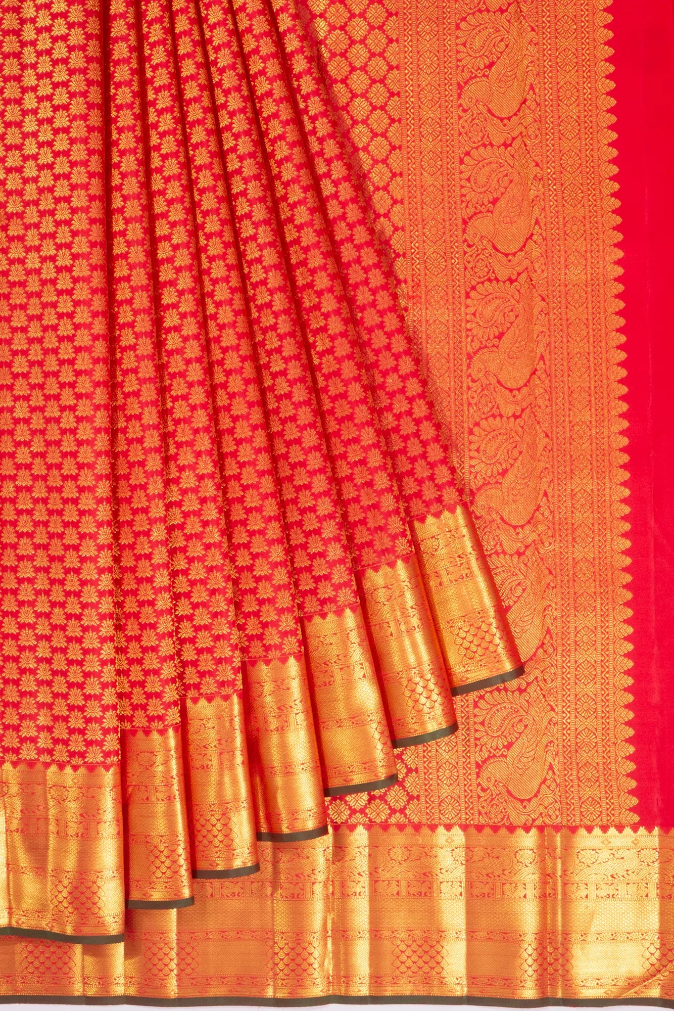 Kanchipuram Silk Brocade Red Saree