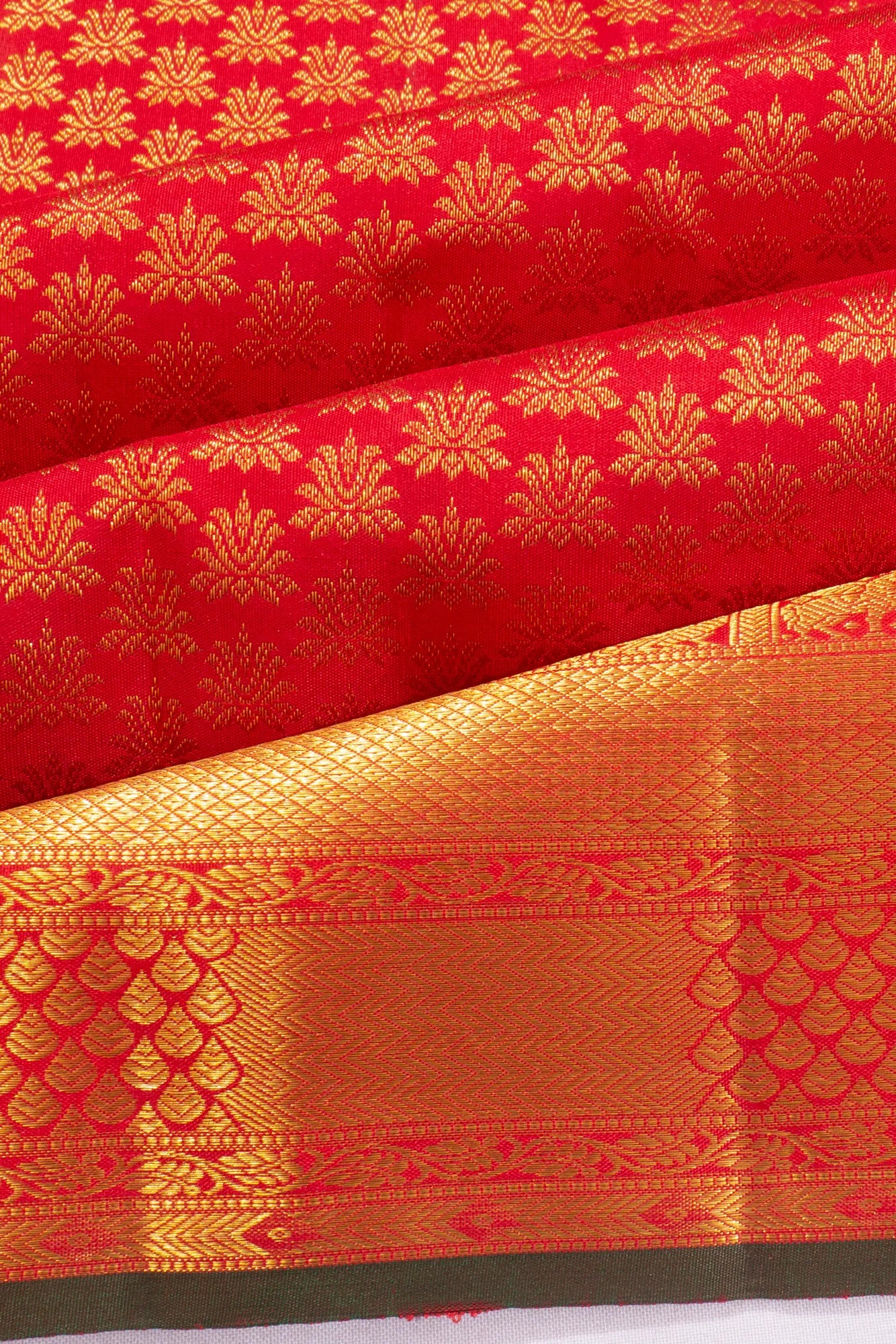 Kanchipuram Silk Brocade Red Saree