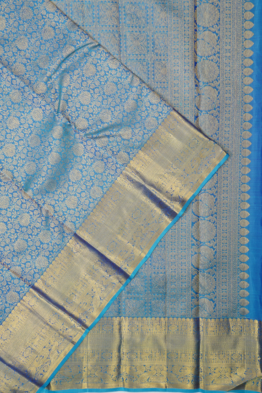 Kanchipuram Silk Brocade Blue Saree