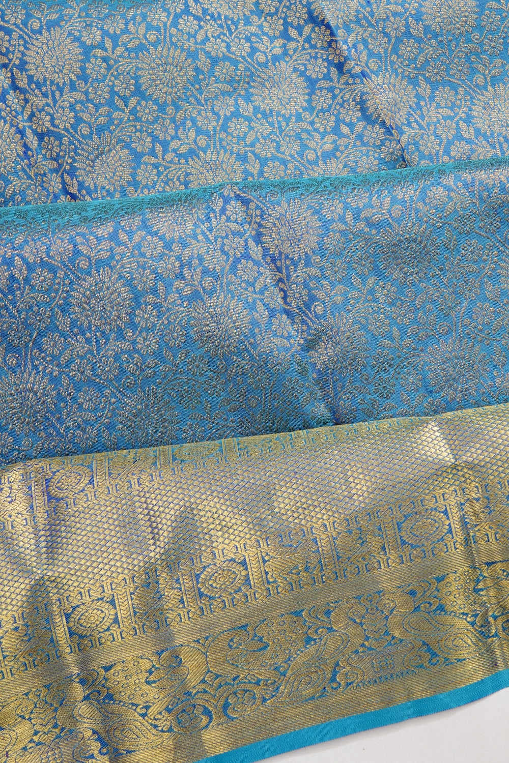 Kanchipuram Silk Brocade Blue Saree