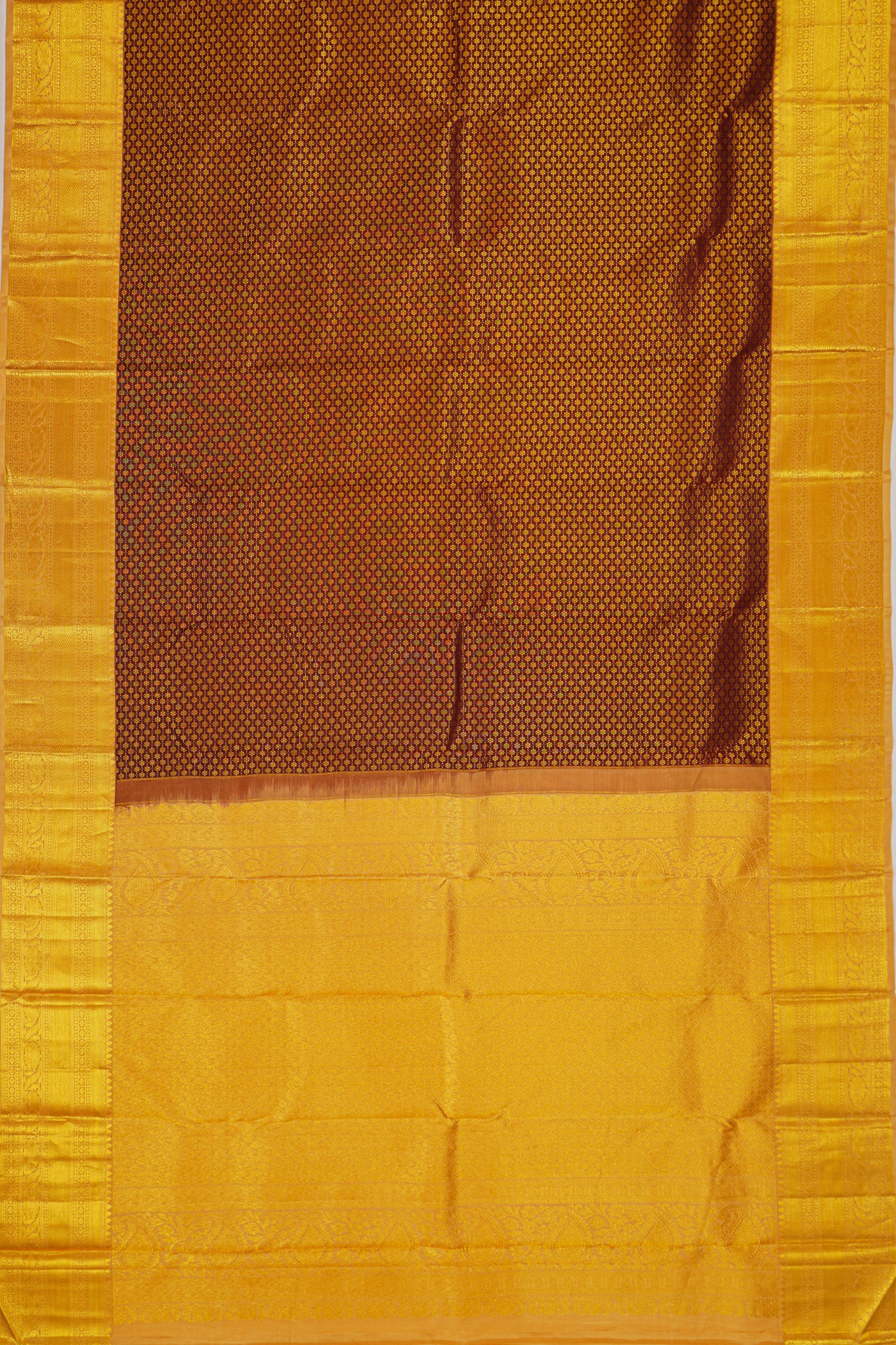 Kanchipuram Silk Brocade Brown Saree
